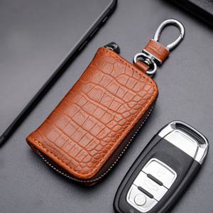 TEMU 패션 악어 패턴 남성용 키 파우치 비즈니스 범용 차량 키 가방 PU 지퍼 허리 팩 차량 키 보호 커버
