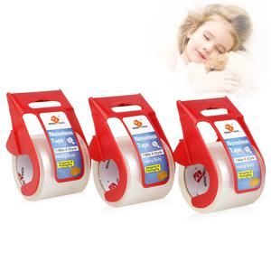 TEMU 3롤 BOMEI PACK 무소음 투명 박스 밀봉 테이프, 레드 커터 포함, 1.5인치 종이 튜브, 48mm x 22y, 헤비듀티 포장 테이프, 운송 및 이사용, 박스 밀봉 테이프