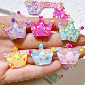 TEMU 6개입, 20*26mm, 별, 왕관, 헤어 장식, 평면 받침, 장식 재료, 미니어처 풍경 장식품, 헤어 장식 및 기타 장식품. 프레임 장식, 벽 장식, 스크랩북 공예