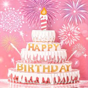 TEMU 3D 팝업 생일 축하 카드 - 독특한 수제 디자인, 생일 케이크 촛불 불꽃놀이 로맨틱 장면 패턴, 고품질 종이, 친구, 가족, 동료 등에게 적합 - 생일 행사에 딱 맞는 진심 어린 선물
