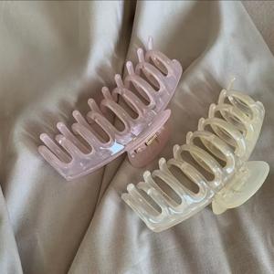 TEMU 젤리 컬러 드래곤 본 대형 그랩 클립 2개, 심플하고 우아한 헤어 액세서리, 뒤통수용 헤어 클립 상어 헤어 클립, 여성용 데일리 휴일 장식용