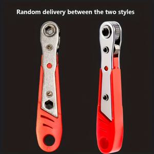 TEMU 좁은 공간을 위한 레드 래칫 스크루드라이버, 앞뒤 조작 가능, 팔꿈치 직각 디자인 및 필립스 스크루드라이버 기능 포함, 미끄럼 방지 그립으로 사계절에 적합한 선물용, 둥근 머리와 80 지역에 맞는 금속 마감과 플라스틱 소재로 제작된 수동 작동 및 조립 불필요 제품