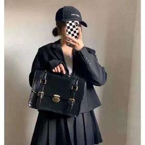 TEMU 여성 학생용 책 가방 백팩 가을 겨울 빈티지 버클 메신저 백 대학 스타일 학교 가방 패션 출퇴근용 브리프케이스 바디