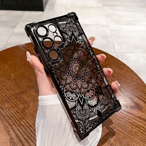 TEMU 휴대폰 케이스: 새로운 흑백 만다라 패턴 스타일리시, 심플, 우아한, 고급스러운, 트렌디한, 슬림한 보호 케이스, 삼성 갤럭시 S25 S24 S23 S22 S21 울트라용