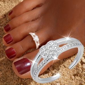 TEMU 1개 여성용 조절 가능한 비치 발 반지 - 해양 스타일 오픈 토 여름 휴가, 맨발 결혼식 & 풀 파티, 캐주얼 의상에 연중 착용 가능한 반지 (도금 없음)