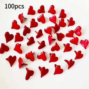 TEMU 100개 빨간색 하트 모양 푸시핀 - 반짝이는 아름다운 발렌타인데이 선물, 스크랩북 및 공예에 적합, 집 장식, 게시판 및 로맨틱 파티 장식에 적합한 뾰족한 장식용 종이 고정 장치가 특징입니다.