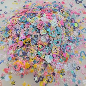 TEMU 하트, 별, 조개 모양의 총 6800개 혼합 스팽글, 각 20그램 무게, 광택 특징. 공예, 수제 쉐이커 제작, 발렌타인데이, 생일 등 특별한 날 장식에 완벽합니다.