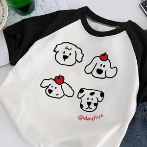 TEMU 여름용 신상 여아용 루즈핏 래글런 소매 반팔 티셔츠