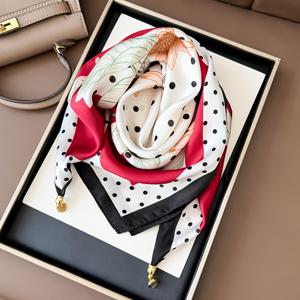 TEMU 여성용 새로운 폴카 도트 스몰 스퀘어 스카프, 봄/가을 마그네틱 스냅 삼각 스카프, 셔츠 액세서리, 목 보호대, 얇은 스카프, 넥커치프