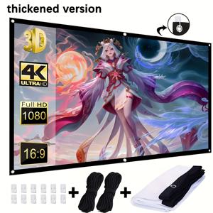 TEMU 4K HD 트로피컬 해변 풍경 프로젝터 스크린 - 휴대용, 접이식, 풀 사이즈 실내/외 홈 시어터 디스플레이, 스판덱스 소재, 야외 프로젝터 스크린, 생생한 디스플레이, 접이식 디자인