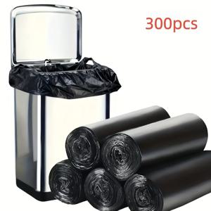TEMU 블랙 토트 쓰레기 봉투 300개입 (7.5L 팩) - 가정, 사무실, 주방, 욕실, 야외용. 열기 쉬운 손잡이가 있는 스타일리시한 블랙 쓰레기 봉투. 일상적인 쓰레기 보관에 이상적