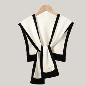 TEMU 2개/1개 편안한 부드러운 숄, 스타일리시한 외출 및 파티를 위한 고품질 블랙, 화이트, 카키 숄, 블랙 앤 화이트 컬러 블록 숄