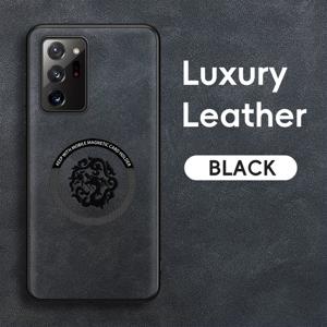 TEMU 삼성 노트20 울트라/노트10 호환 PU 가죽 케이스 - 자석 충전 지원, 홀더 포함