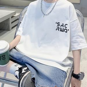 TEMU 남아 반팔 티셔츠 여름 의류 2025 신상 게으른 스타일 패션 드롭숄더 반팔 상의 여아 및 남아 트렌디 스타일