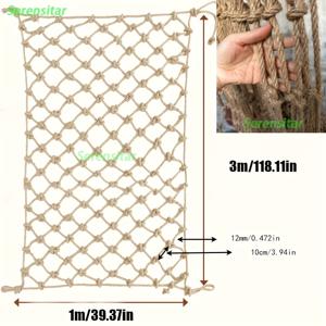 TEMU 1개/2개 12mm 두께 황마 로프 그물 - 2m//6m 길이 재사용 가능한 수제 고양이 안전망, 실내외 사용 가능, 펫 방지 장벽, 발코니·계단·거실·정원용 벽걸이 장식, 문 커튼, 빈티지 감성, 스타일, 천연 섬유, 반려동물 주인들을 위한 핸드메이드 공예품