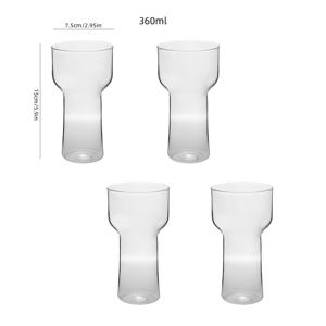 TEMU 4개입 높은 유리 텀블러 - 토치 모양 | 고 붕규산 유리 재질 - 내열 및 내냉성 | 패셔너블한 아이스 커피, S, 주스, 우유 컵, 다양한 행사, 파티 유리, 감성적인 맥주 및 주류 유리잔 360ml에 적합