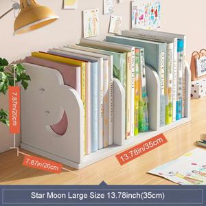 TEMU 두꺼운 PVC 무자국 보드, 별과 달 모양의 속이 빈 간편 디자인 책꽂이, 가정용 서재 데스크탑 수납 랙, 사무실 문서, 기숙사 간편 책장, 데스크탑 교과서 정리, 문서 수납 랙, 신학기 책장 선물