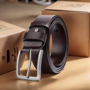 TEMU 스타일리시한 남성용 사각형 천연 가죽 벨트, 클래식 합금 버클 포함, 표준 사이즈 및 다양한 색상 선택 가능