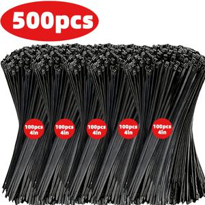 TEMU 자동 잠금식 케이블 타이 세트 500개 – 조절 가능, 자동 잠금, 방수, 미끄럼 방지, 스크래치 방지, 휨 방지. 실내/실외, 가정, 사무실, 원예, 야외 케이블용. 내구성 있는 나일론 케이블 타이, 다양한 사이즈 선택 가능