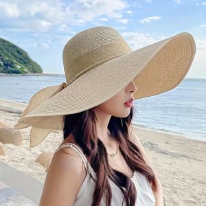 TEMU 여성용 여름 야외 스트로우 모자 1개, 넓은 챙 비치 모자, 해변 나들이용 다용도 모자, 산뜻하고 가벼운 모자, 초대형 챙 비치 모자, 여성용 휴가 접이식 모자, 여성용 접이식 야외 비치 모자