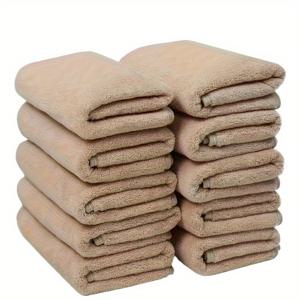 TEMU 10개 코랄 손끝 타월 세트, 초극세사 고흡수력 손끝 타월, 핸드 타월, 헤어 드라이 타월, 홈 욕실/미용실/호텔/스파 등에 적합