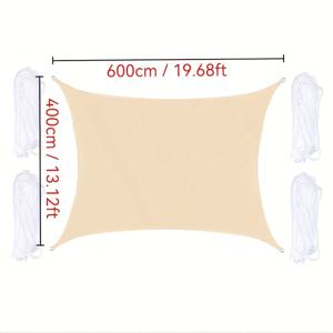 TEMU 1pc 야외 천막 직사각형 그늘 돛, 폴리에스터 옥스포드 원단, 21-30% 태양 보호, 파티오, 데크, 수영장 옆, 야외 활동에 적합, 실내 천장 직사각형 그늘 돛