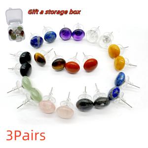 TEMU 3개 6개 천연석 정교한 플랫 라운드 귀걸이 주얼리 추가, 수제 주얼리 제작을 위한 완벽한 휴일 선물 - 보관 상자 포함