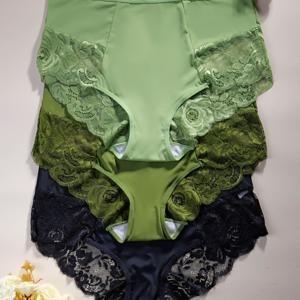 TEMU 레ース 트림 단색 여성 속옷 3개 세트, 편안하고 피부 친화적