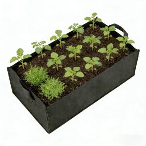 TEMU 2026년 신제품 블랙 대형 부직포 톨 그로우백 1개, 직사각형 식물 재배용 가방, 과일, 채소, 종묘장용 통기성 정원용 가방, 모던 스타일, 내구성 있는 내후성 직사각형 화분, 지면에 설치형, 실내/실외용 액세서리 포함