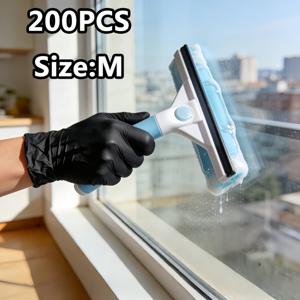 TEMU 200/100개 블랙 일회용 나이트릴 장갑, 우수한 신축성, 내구성, 문신, 메이크업, 미용, 펫 케어, 가정 청소, 일상용, S, M, L, XL 사이즈 선택 가능