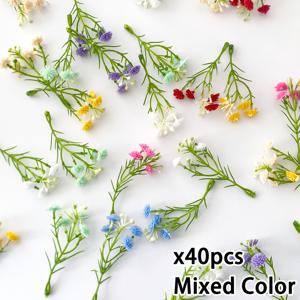 TEMU X 40개 혼합 색상 인조 꽃 수국나팔꽃 야생화 짧은 줄기 작은 조화 웨딩 가정 장식 액세서리 미적 인조꽃 DIY 장식 공예품 혼합 색상