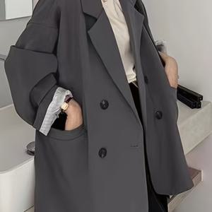 TEMU 봄/가을 신상 여성 , 루즈핏 심플 솔리드 컬러 긴팔 탑