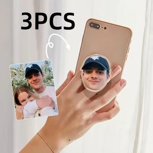 TEMU 1/3개 맞춤형 PVC 반려동물 휴대폰 스탠드, 개인화된 반려동물 사진 폰 그립, 내구성 있는 대형 얼굴 스탠드, 스마트폰용, 가족 친구를 위한 특별한 휴일 결혼 선물