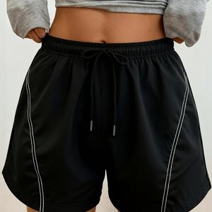 TEMU 여성용 여름 드로스트링 애슬레틱 쇼츠, 세련된 디자인과 허리 드로스트링, 포켓 포함. 러닝, 요가, 피트니스 활동에 적합. 여성 선물로 이상적