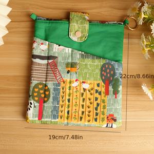 TEMU 1개 2-in-1 독서 파우치, 녹색 밀밭 프린트 패턴, 듀얼 포켓 북백, 책 정리함, 휴대용 노트북 보관 파우치, 슬림 북커버 가방, 휴대용 회의 필통, 태블릿 보호 커버, 책 애호가를 위한 선물, A5 다이어리 정리함 파우치