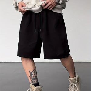 TEMU 남성 솔리드 컬러 반바지, 남성 패션 포켓 드로스트링 운동 캐주얼 반바지