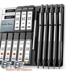 TEMU 4가지 사탕 메탈 자동 연필 세트, 3개 아트 드래프팅 연필 0.5, 0.7, 0.9MM & 2개 2MM 자동 드로잉 연필 (420개 심 포함, 4B 2B HB 2H 색상) 스케치, 드로잉, 학용품, 신학기!!!