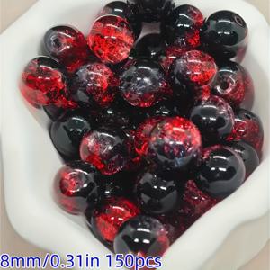 TEMU 150개 10mm/8mm 레드 & 블랙 글레이즈 비즈, 주얼리 팔찌, 목걸이, 가방 체인 장식 추가 재료