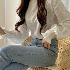 TEMU 여성용 긴팔 상의 - 레귤러 캐주얼 셔츠, 봄, 여름, 가을용 세탁기 사용 가능, 낮과 밤 모두 착용 가능, 세련되고 우아한 디테일 디자인의 풀오버, 패셔너블한 여성에게 필수 아이템