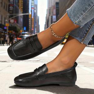 TEMU 싱글 슈우 가을 슬립온 플랫 컴포트 로퍼 빈티지 프렌치 여성 신발, 여성 신발