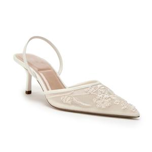 TEMU GOGD 여성용 우아한 플라워 & 뾰족한 발끝 스틸레토 샌들 - 슬립온 제인 힐, 가우즈 패브릭 상단, 웨딩, 파티용 - /한국 스타일 (-), 여성 신발