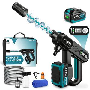 TEMU YOFIDRA 브러시리스 무선 고압세척기 세트, 21V 충전식 대용량 배터리, 마키타 시리즈 호환, 고압세차 물총, 고수압 무선 휴대용 세차기, 세련된 디자인의 휴대형 워터건, 강력 분사 고압 청소기, 자동차 세차·바닥 청소·정원 청소·캠핑용 초강력 물분사기, 가벼운 휴대형 고압 워셔 세트