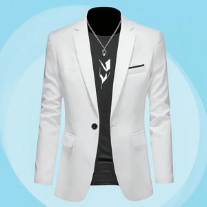 TEMU 남성용 클래식 봄, 여름, 가을용 경량 수트 재킷 1개 - 결혼식, 면접, 비즈니스 레저 외출용으로 적합 (재킷 1개만 포함)