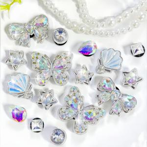 TEMU 16개 ABSy 대형 나비와 별 슈 참, 실버리 시리즈 신발 장식, 탈부착식 신발 액세서리, 패셔너블하고 우아함, 뚫린 구멍이 있는 샌들과 슬리퍼에 적합, 휴일 선물용으로 이상적