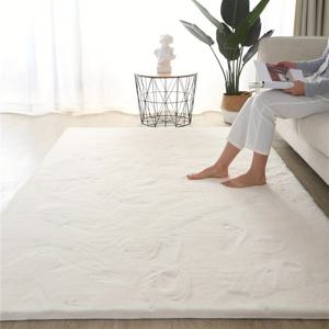 TEMU 크리스마스 장식, 두꺼운 인조 토끼 카펫 침대 옆 러그, 세탁기 사용 가능 및 털 빠짐 없음