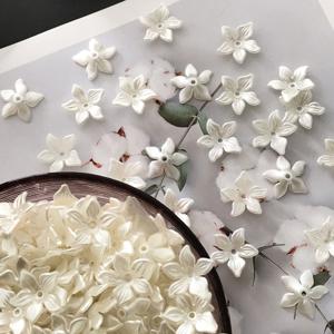 TEMU 50개 진주광 벼룩 흰색 바우하니아 꽃잎 수제 비즈 로맨틱 바우하니아 소재 루스 비즈 5잎 꽃