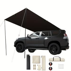 TEMU 차량 캐노피 캠핑, SUV 트럭용 야외 독립형 루프 텐트 쉘터, 접이식 휴대용 차량 차양