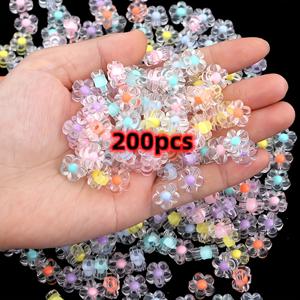 TEMU 발렌타인데이 선물용 혼합 색상 아크릴 꽃 모양 비즈 200/100개입, 주얼리 제작에 적합 - 팔찌, 귀걸이, 목걸이 제작에 사용 가능한 혼합 색상