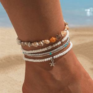 TEMU 여성용 발찌 5개 세트, 인조 조개껍질, 인조 , 인조 바다거북 펜던트가 있는 여름 바다 테마, 해변 휴가용 비즈 발찌, 스타일, 다층 스택 가능한 발찌, 유리 소재, 여름 해변 휴가, 씨드 비즈 색상은 랜덤, 카드 미포함