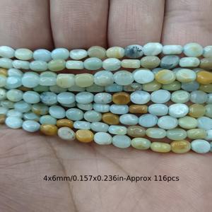 TEMU 4x6mm 약 116개 천연 화이트 블루 밀렛 비즈 타원형 달걀 모양 루스 스페이서 비즈 - 아름다운 자연석 스톤 비즈 - 가벼운 섬세한 DIY 주얼리 만들기용 - 팔찌, 목걸이, 귀걸이, 발찌에 완벽하게 적합 - 펜던트 선물 장식 - 휴일 선물 - 15인치